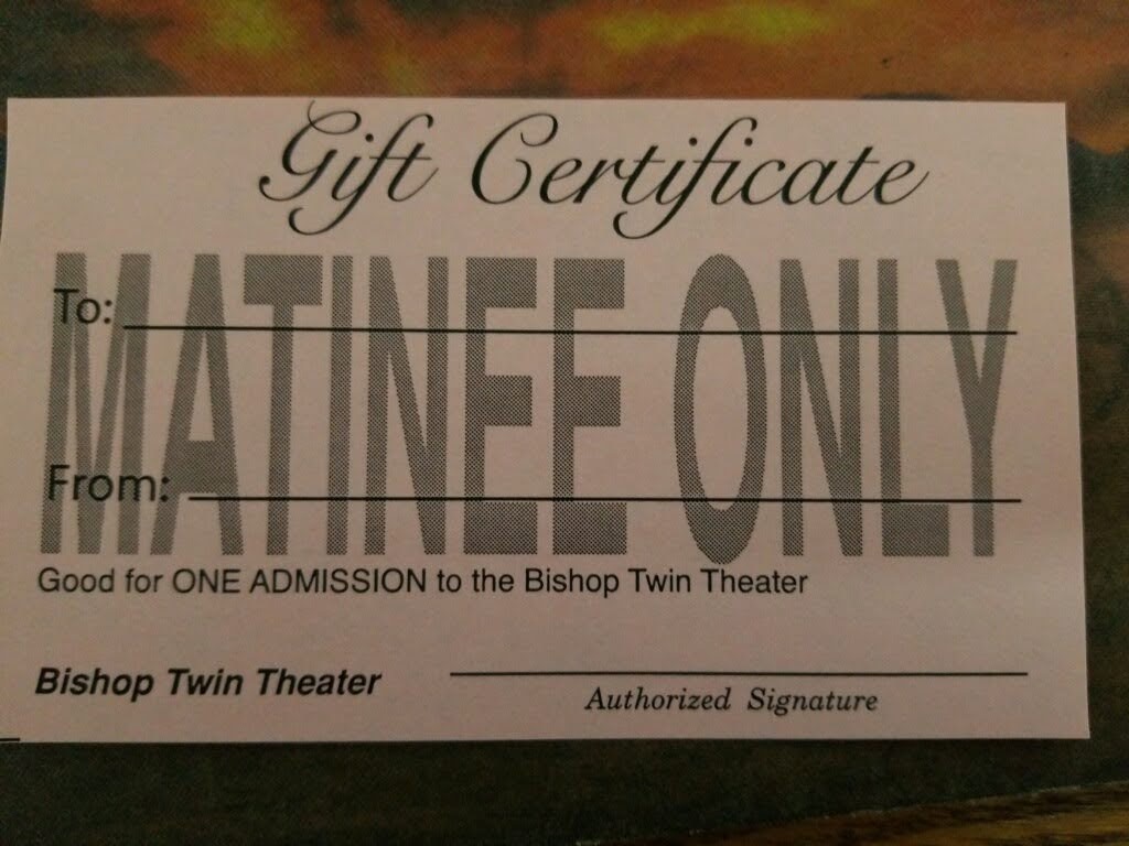 Gift Certificate - Matinee Only